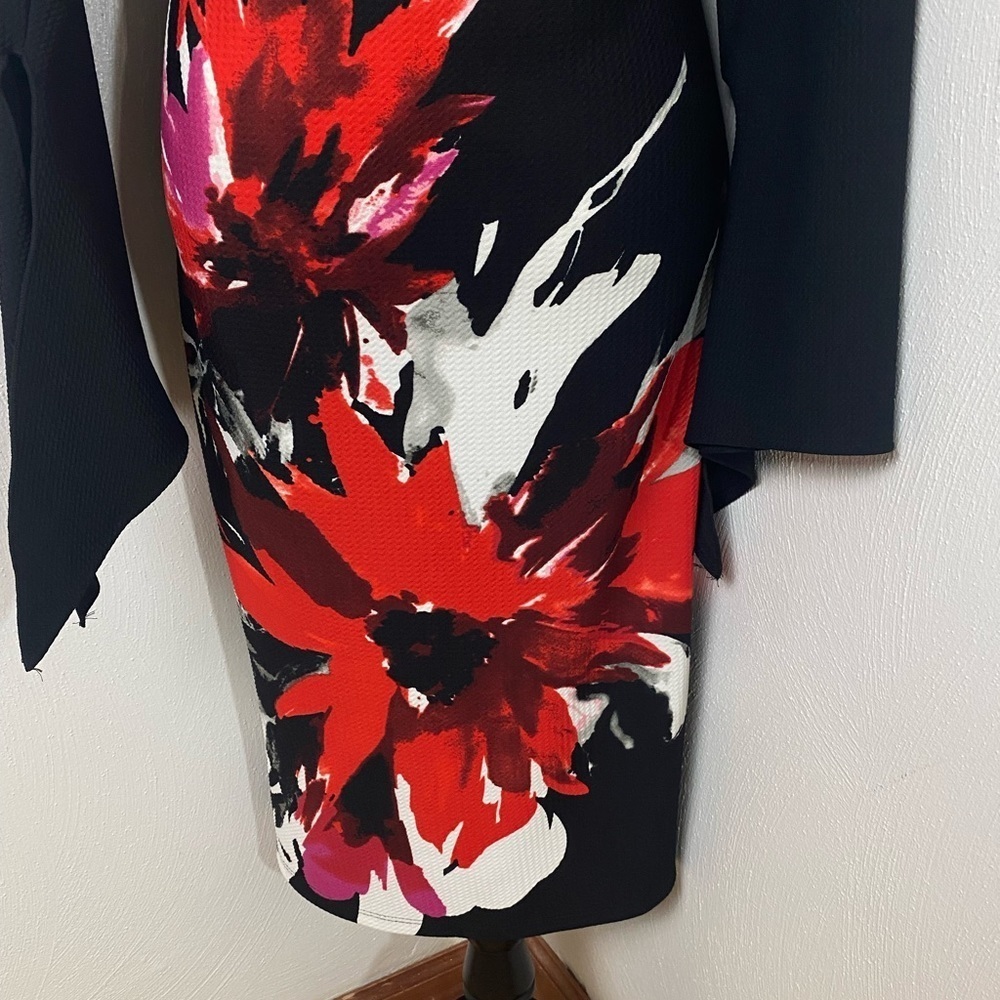Floral Ashley Stewart Dress. Black/Red/White. Sz  12. - Picture 5 of 11